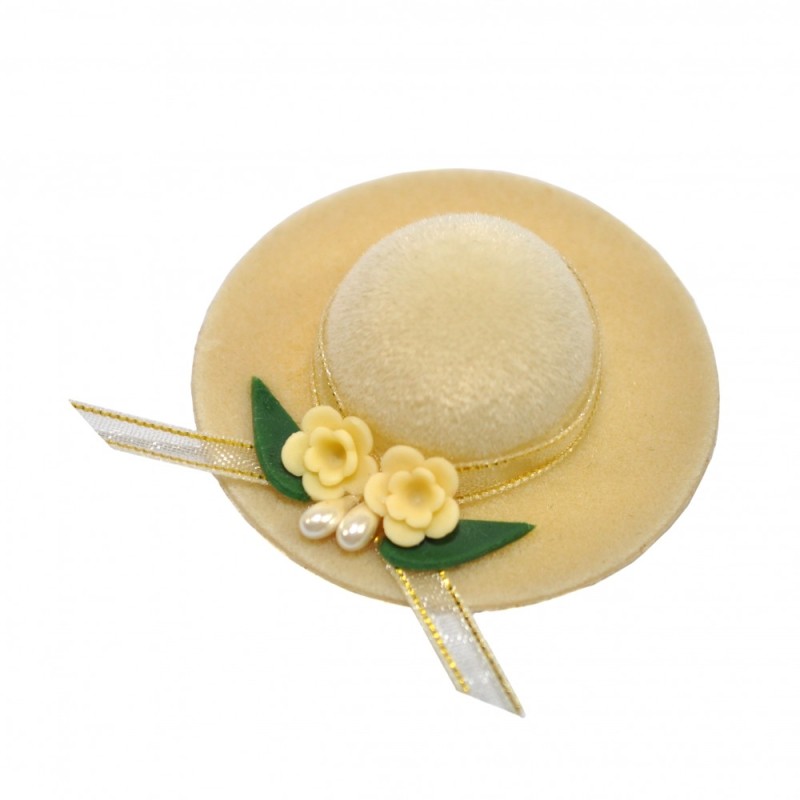 Dolls House Beige Lady's Hat Floral Trim Millinery Shop Bedroom Accessory