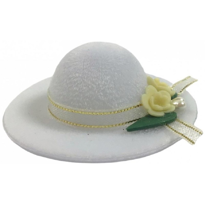 Dolls House White Lady's Hat Floral Trim Millinery Shop Bedroom Accessory 1:12