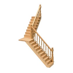 Dolls House Staircase with Curved Bannister Kit Miniature Stairs DIY Builders 