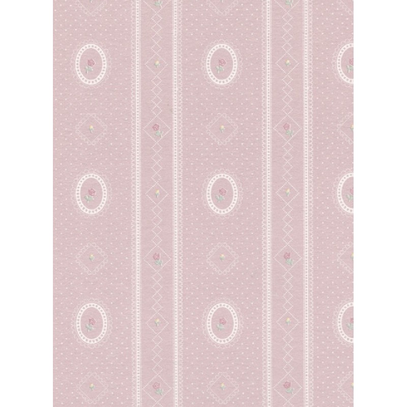 Dolls House Cameo Stripe Reverse Grey Miniature Print Wallpaper 3