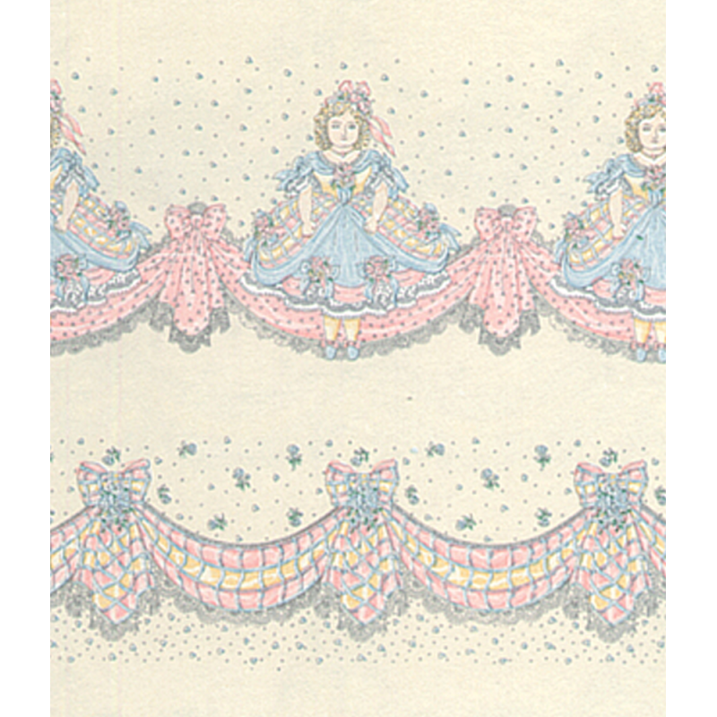 Dolls House Cream & Pink Mon Cheri Miniature Print 1:12 Wallpaper 3 Sheets