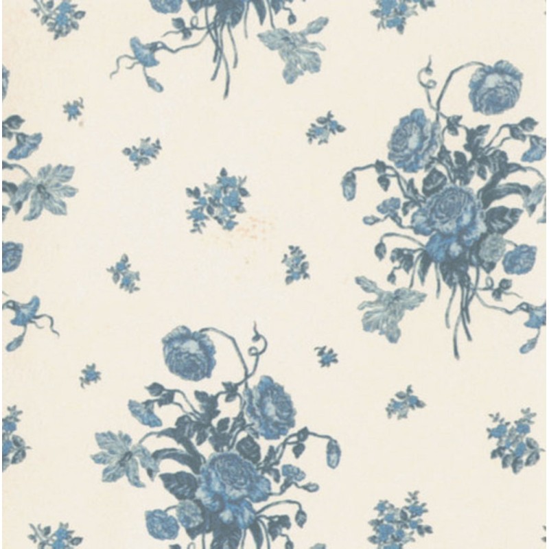 Dolls House Cream and Blue Rio Dante Miniature Print 1:12 Wallpaper 3 Sheets