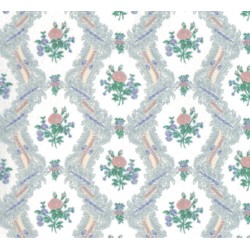 Dolls House Ogee Lace Cream Rose Miniature Print Wallpaper 3 Sheets