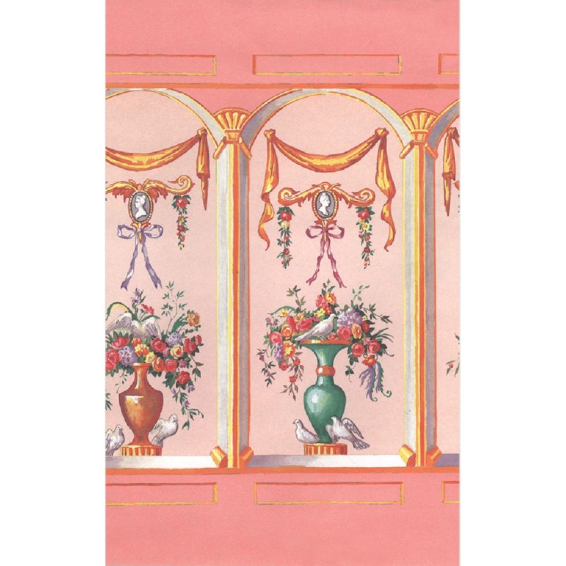 Dolls House French Bouquet Blush Miniature Print Wallpaper 3