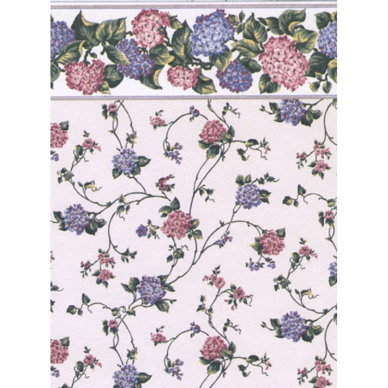 Dolls House Kismet Pink Miniature Print 1:12 Scale Wallpaper 3 Sheets 