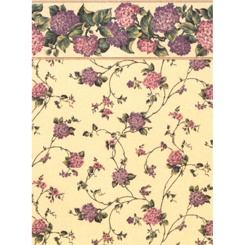 Dolls House Kismet Violet Miniature Print 1:12 Scale Wallpaper 3 Sheets 