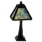Dolls House Black Table Lamp Blue Patterned Shade 12V Electric Lighting 