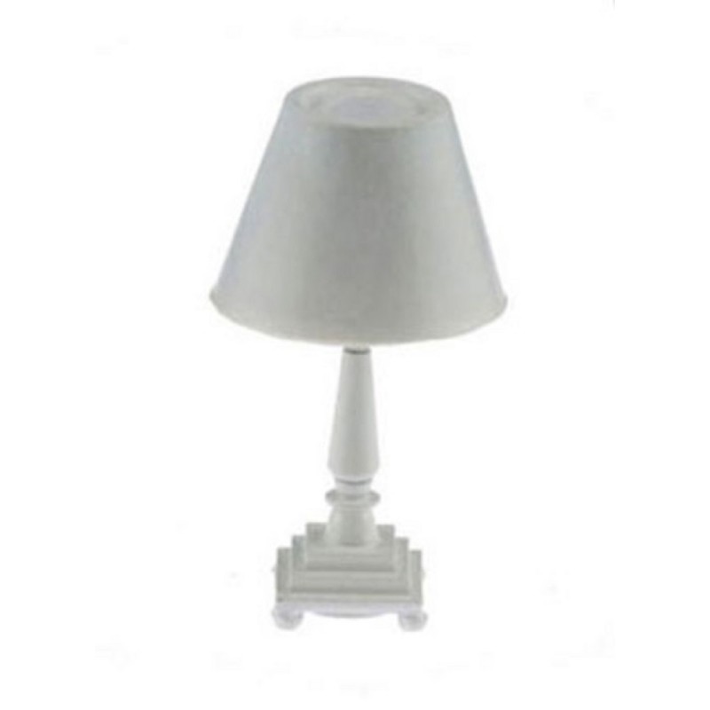 Dolls House Modern Table Lamp White Base & Shade 12V Electric Lighting 