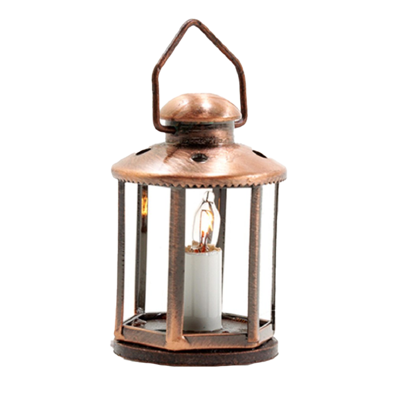 Dolls House Copper Lantern with Candle Light 12V Lamp Electric Lighting 