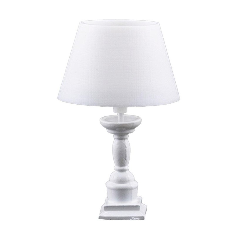 Dolls House Table Lamp with White Base & Shade Miniature 12V Electric Lighting