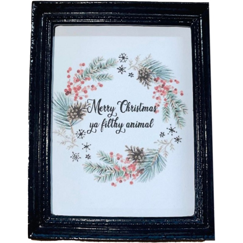 Dolls House Merry Christmas Ya Filthy Animal Picture Black Frame Accessory 1:12