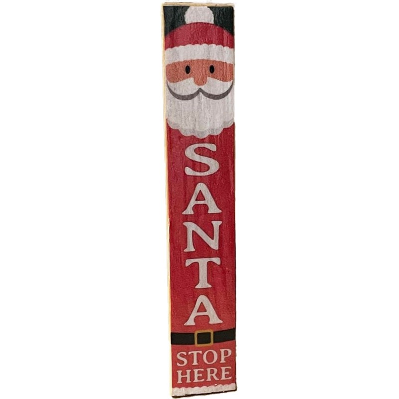 Dolls House Santa Stop Here Wooden Sign Miniature Outdoor Porch Accessory 1:12