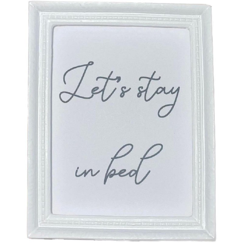 Dolls House Lets Stay In Bed Picture White Frame Bedroom Accessory 1:12 Scale Dolls House Lets Stay In Bed Picture White Frame Bedroom Accessory 1:12 Scale