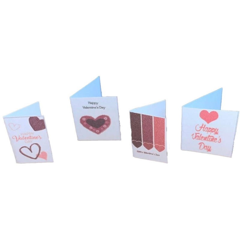 Dolls House 4 Valentine’s Day Cards Miniature Decoration Accessory 1:12 Scale