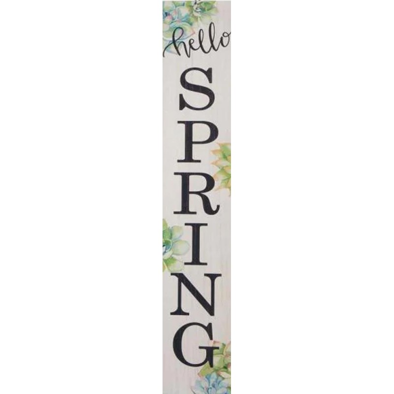 Dolls House Hello Spring Leaves Wooden Sign Miniature Outdoor Porch Accessory 1:12