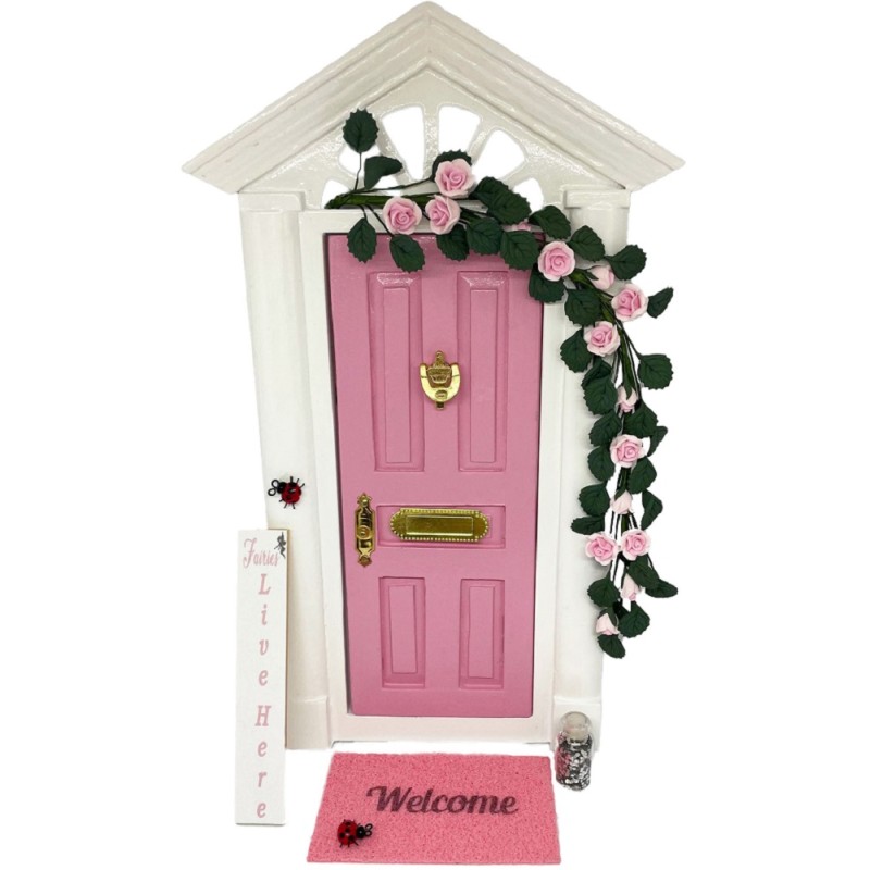 Dolls House Pink Fairy or Elf Door Set Miniature DIY Decor Accessory 1:12