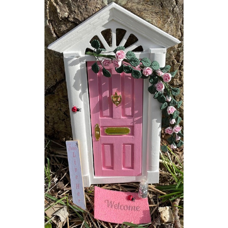 Dolls House Pink Fairy or Elf Door Set Miniature DIY Decor Accessory 1:12