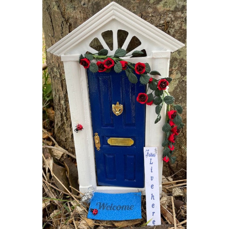 Dolls House Blue Fairy or Elf Door Set Miniature DIY Decor Accessory 1:12
