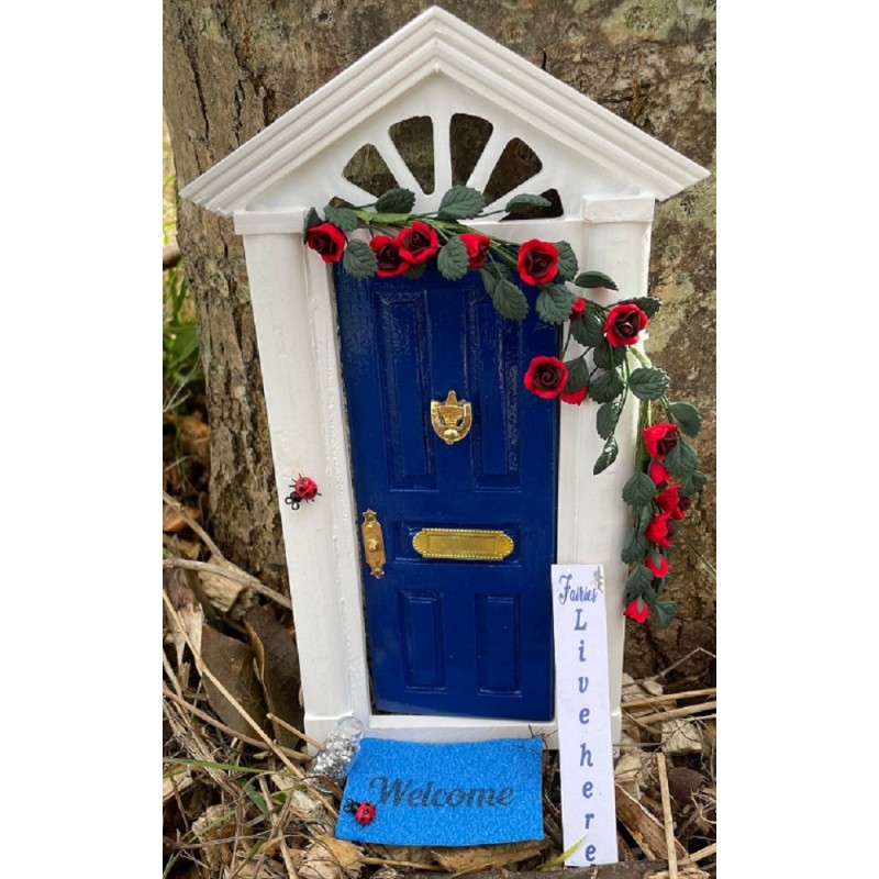 Dolls House Blue Fairy or Elf Door Set Miniature DIY Decor Accessory 1:12 Dolls House Blue Fairy or Elf Door Set Miniature DIY Decor Accessory 1:12