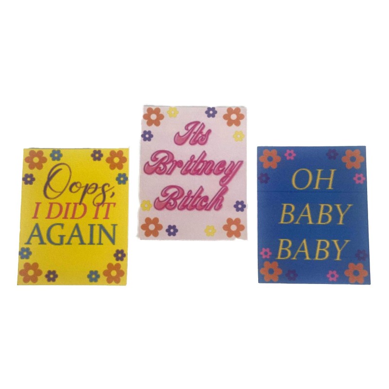 Dolls House Pop Music Lyrics Posters Miniature Home Décor Accessory 1:12 Scale