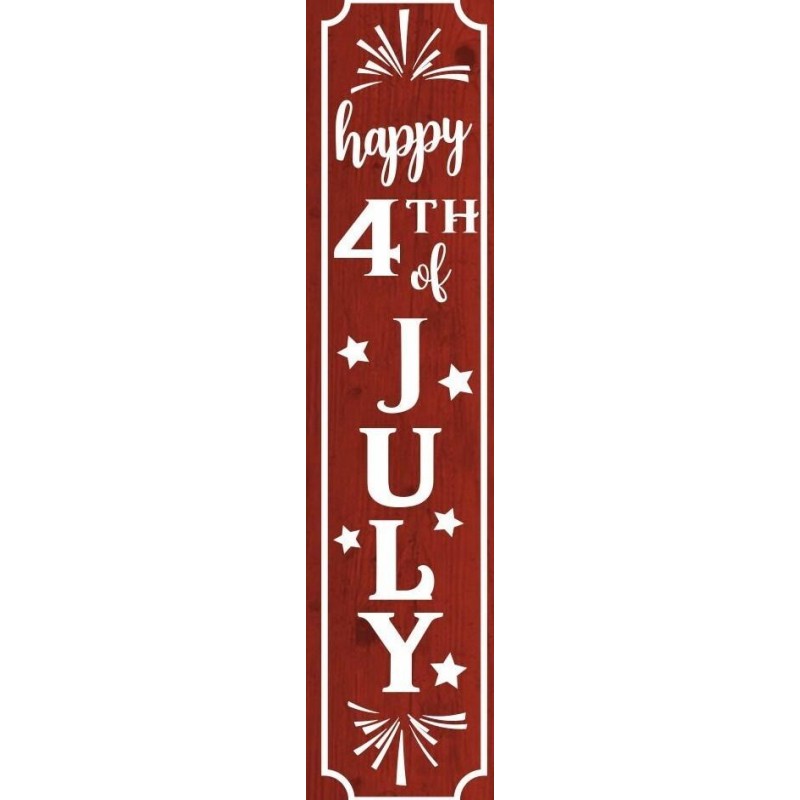 Dolls House Happy 4th July Wooden Sign Miniature Outdoor Porch Accessory 1:12