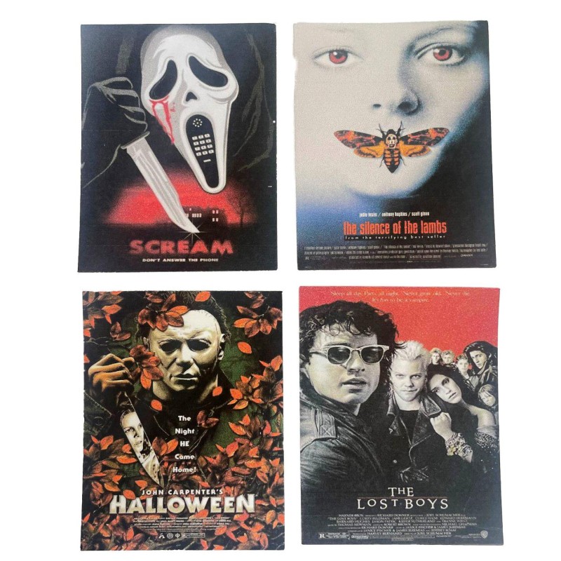 Dolls House Set of 4 Halloween Posters Miniature Home Décor Accessory 1:12 Scale