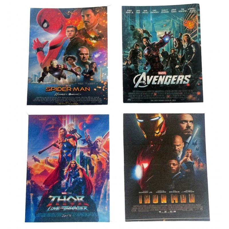 Dolls House Set of 4 Superhero Fiction Posters Miniature Home Decor Accessory