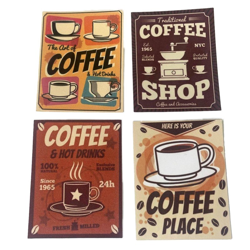 Dolls House Set of 4 Coffee Shop Posters Miniature Café Diner Accessory 1:12