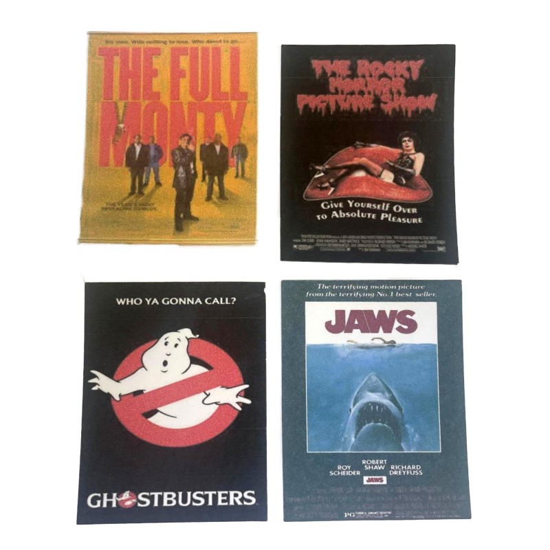 Dolls House Set of 4 Cult Classics Posters Miniature Home Décor Accessory 1:12