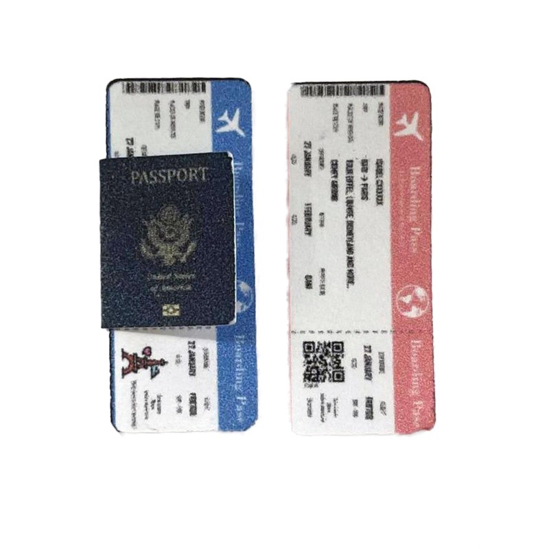 Dolls House Passport with Boarding Passes Miniature Holiday Accessory 1:12 Scale