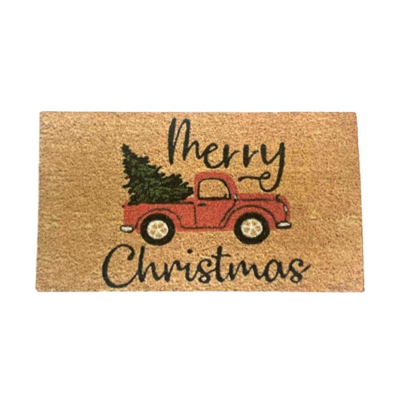 Dolls House Door Mat Merry Christmas Red Truck Miniature Hall Step Accessory 1:12