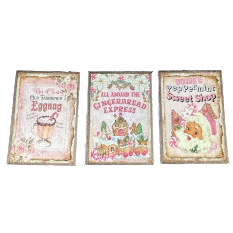 Dolls House Vintage Sweet Shop Posters Miniature Christmas Accessory 1:12 Scale