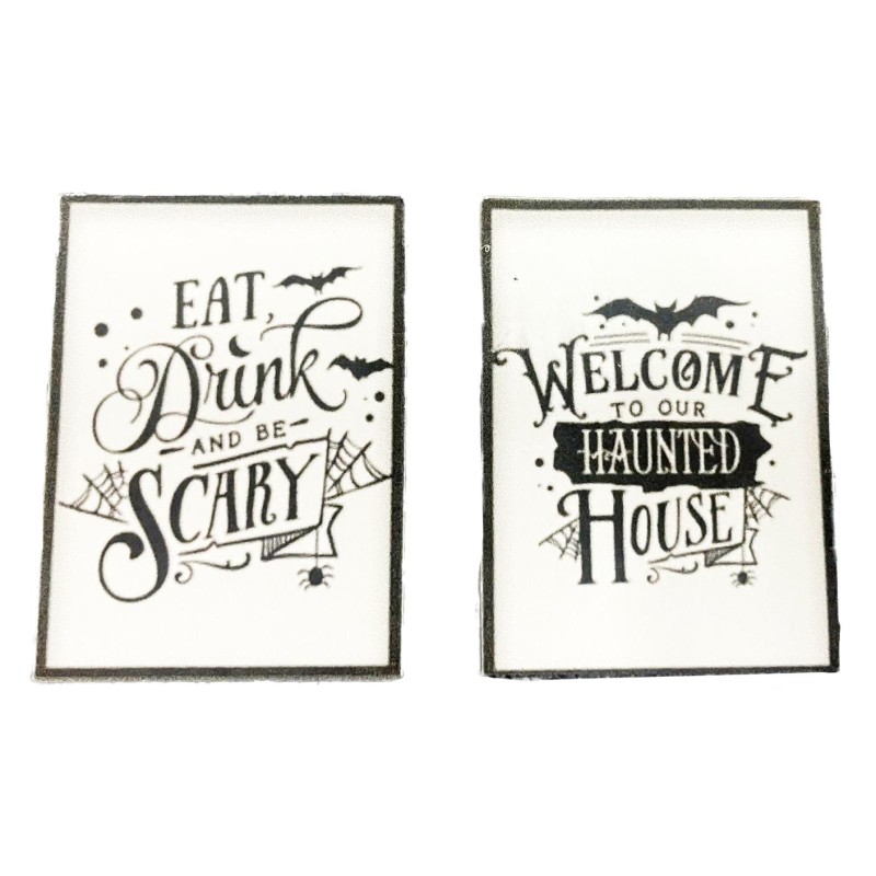Dolls House Halloween Posters Black & White Miniature Accessory 1:12 Scale