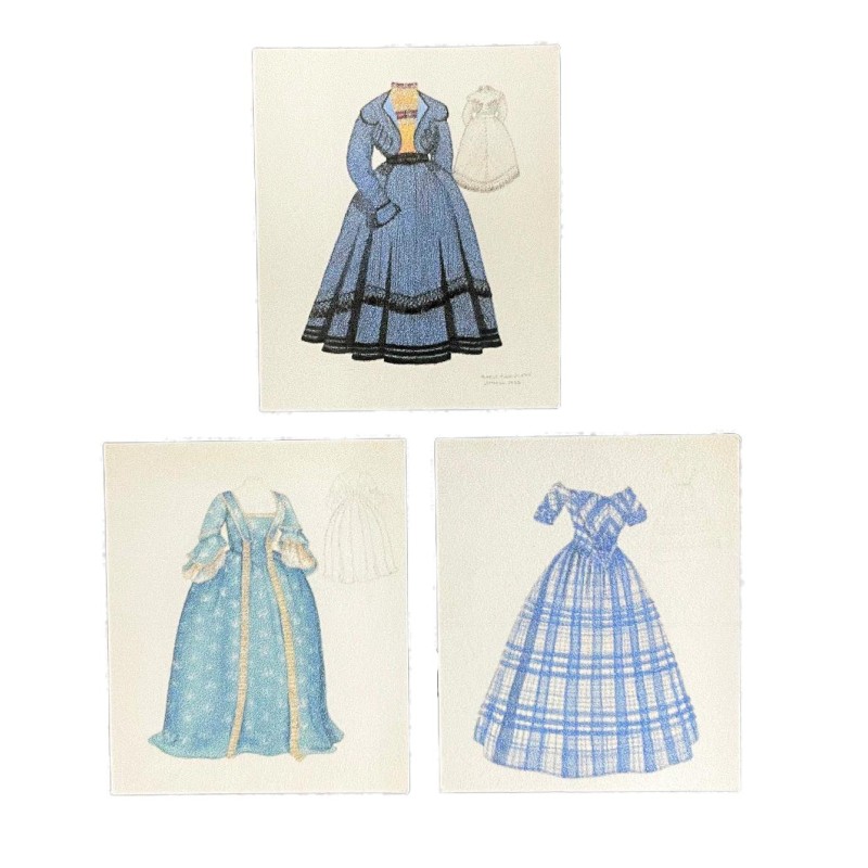 Dolls House Victorian Dress Design Posters Miniature Sewing Room Accessory 1:12