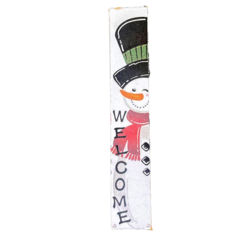 Dolls House “Welcome” Snowman Wooden Sign Miniature Porch Christmas Accessory