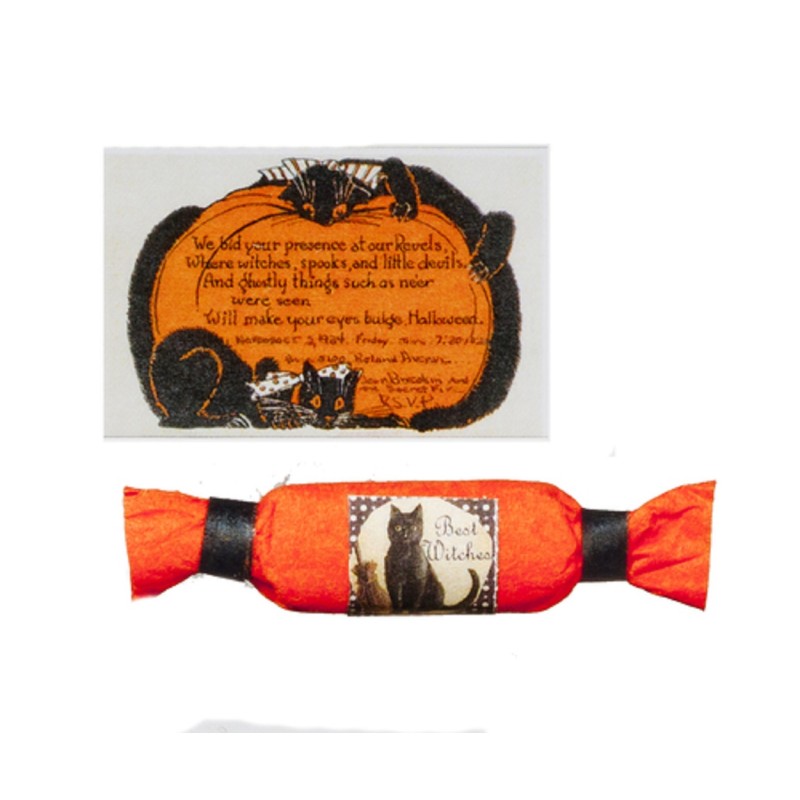 Dolls House Halloween Party Invite & Cracker Miniature Accessory 