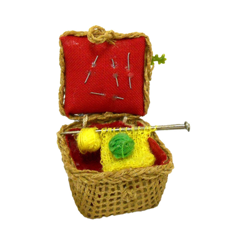 Dolls House Miniature 1:12 Hand Made Accessory Wicker Sewing Knitting Basket