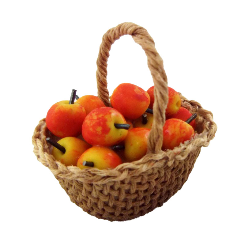 Dolls House Miniature Country Kitchen Accessory Hand Made Basket of Apples