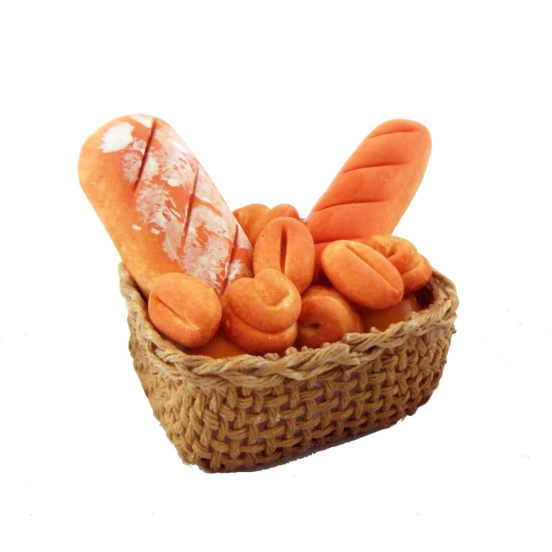 Dolls House Miniature Bakery Bakers Shop Accessory Basket of Fresh Bread