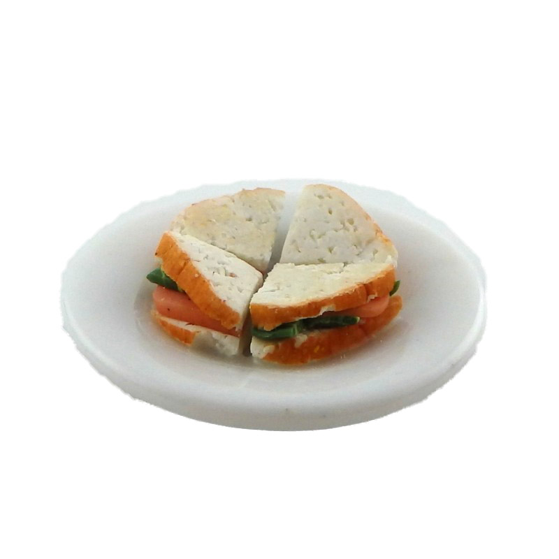 Dolls House Salmon & Cucumber Sandwich Plate Miniature Handmade Food