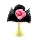 Dolls House Ladies Black Hat Feather Pink Edging & Rose Millinery Shop Accessory