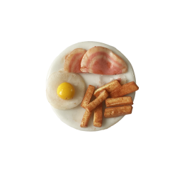 Dolls House Gammon Egg & Chips on a Plate Miniature Dining Room Accessory 1:12