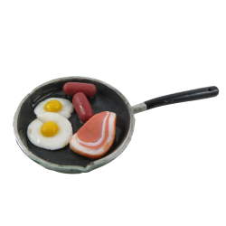 Dolls House Breakfast Cooking in Frying Pan Miniature Handmade Kitchen Accessory
