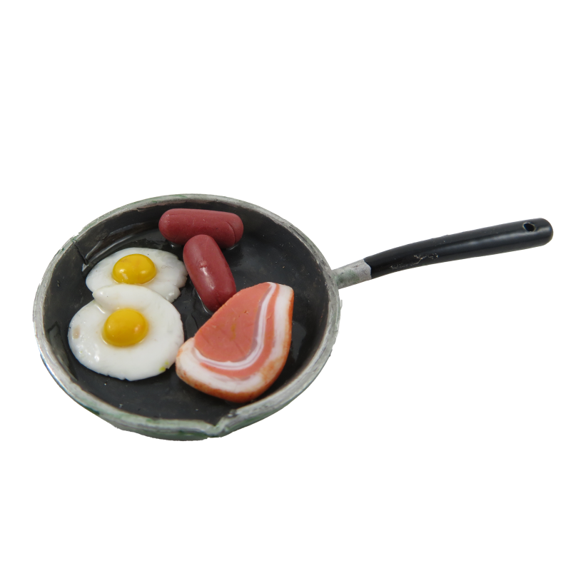Dolls House Breakfast Cooking in Frying Pan Miniature Handmade Kitchen Accessory