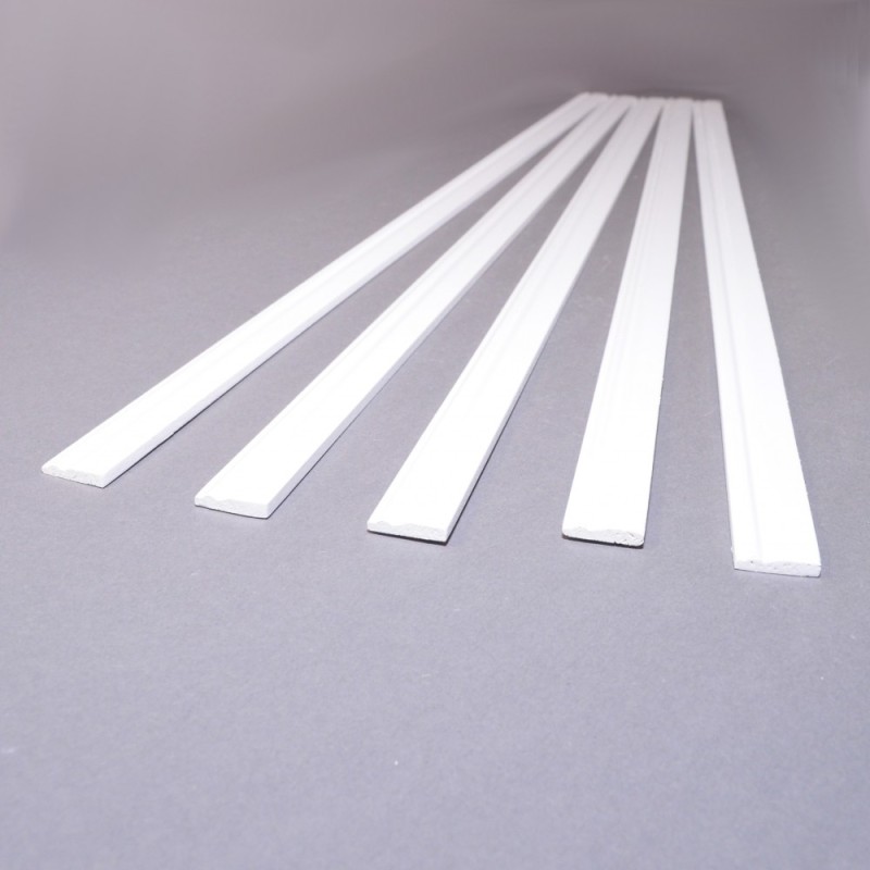 Dolls House White Skirting Board 17.3/4 X 1/8" Coving 450mm X 15mm Pack of 5