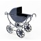 Dolls House Navy & White Baby Pram 1:12 Scale Old Fashioned Nursery Furniture