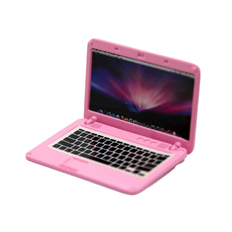 Dolls House Pink Lap Top Laptop Computer Metal Miniature Modern Accessory 1:12