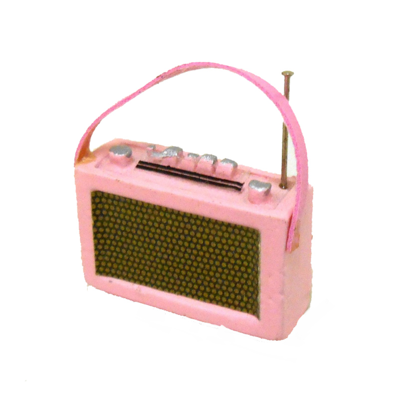 Dolls House Miniature 1:12 Scale Accessory 1960`s Pink Transistor Radio