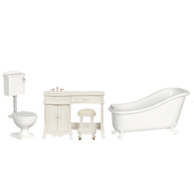 Dolls House White Avalon Bathroom Suite The Platinum Collection Furniture Set