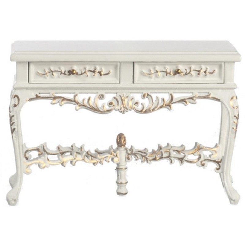 Dolls House White Barrington Console Side Table Miniature Platinum Hall Furniture